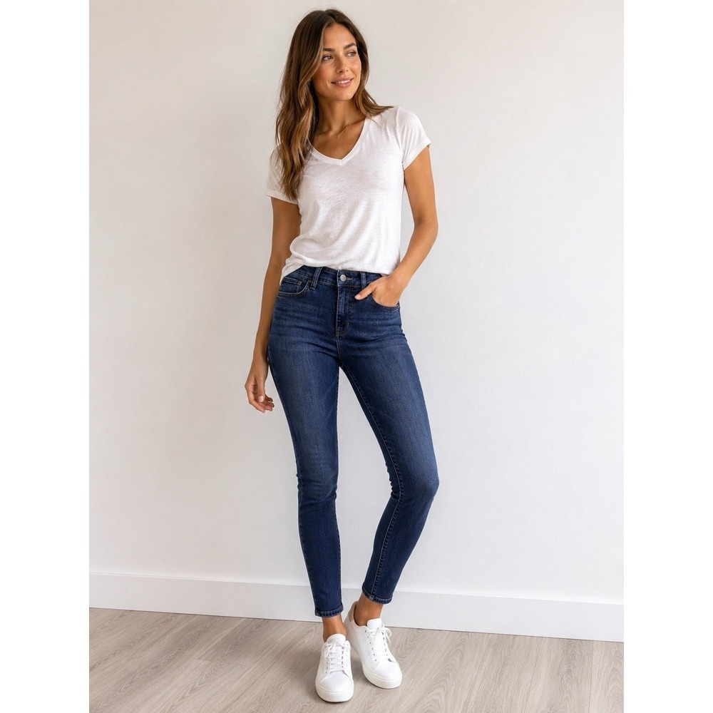 Athleta SculptTek High Rise Skinny Ankle Jeans Dark Wash Stretch Size 4